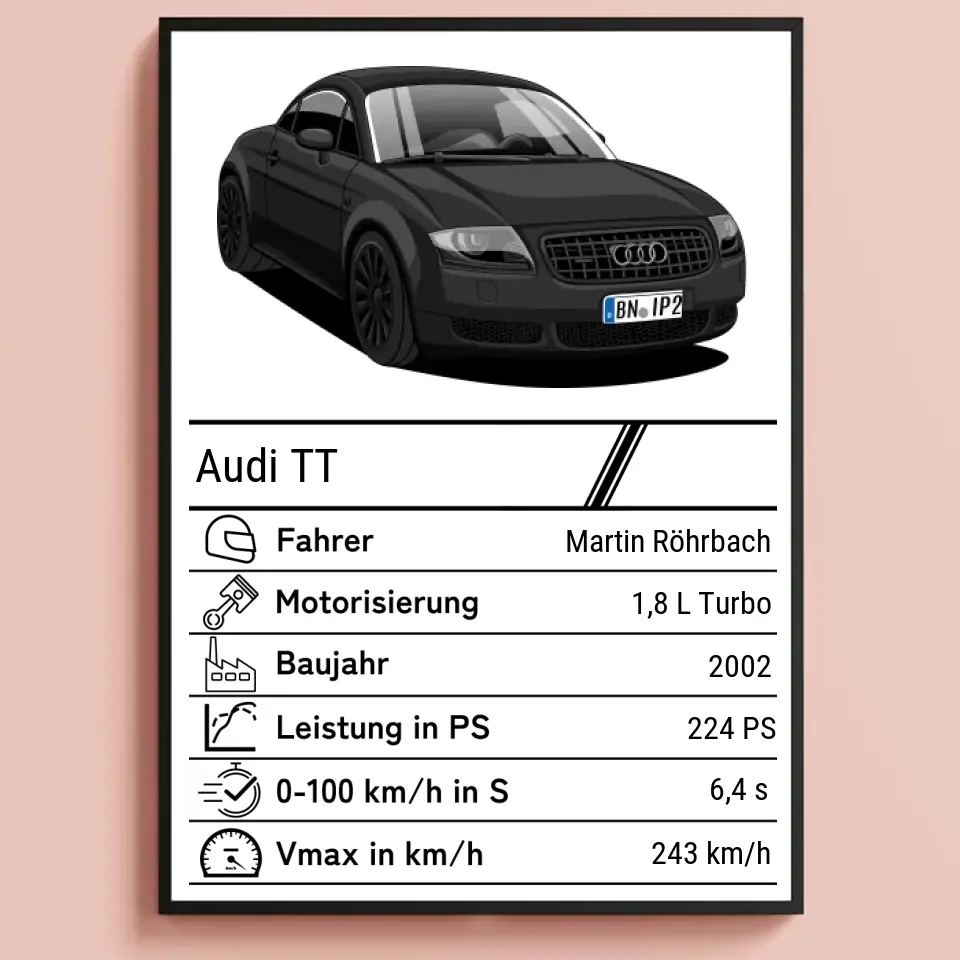 Auto Quartett Cartoon (handgezeichnet)